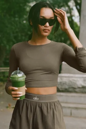 Alosoft Crop Finesse à manches longues - Olive