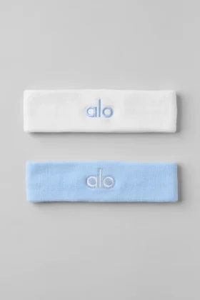 Bandeau anti-transpiration Glow (lot de 2) - Bleu coquillage/Blanc