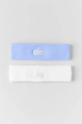 Bandeau Glow (lot de 2) – Bleu Provence clair/Blanc