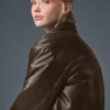 Blouson aviateur court « Premier » en simili cuir - Espresso