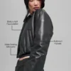 Blouson aviateur court « Premier » en simili cuir - Noir