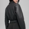 Blouson aviateur court « Premier » en simili cuir - Noir