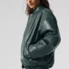 Blouson aviateur Premier en simili cuir - Vert charbon