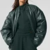 Blouson aviateur Premier en simili cuir - Vert charbon