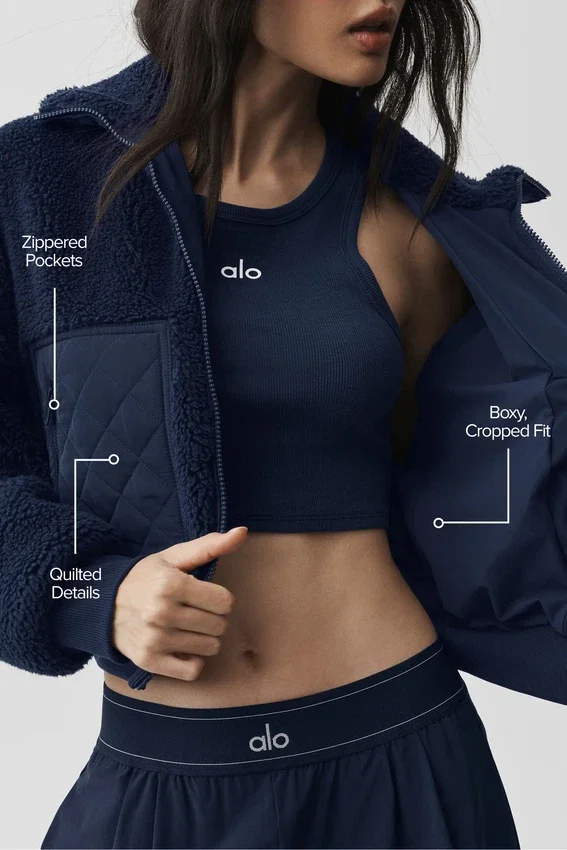 Blouson aviateur Sherpa Edge - Bleu marine