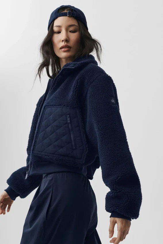 Blouson aviateur Sherpa Edge - Bleu marine