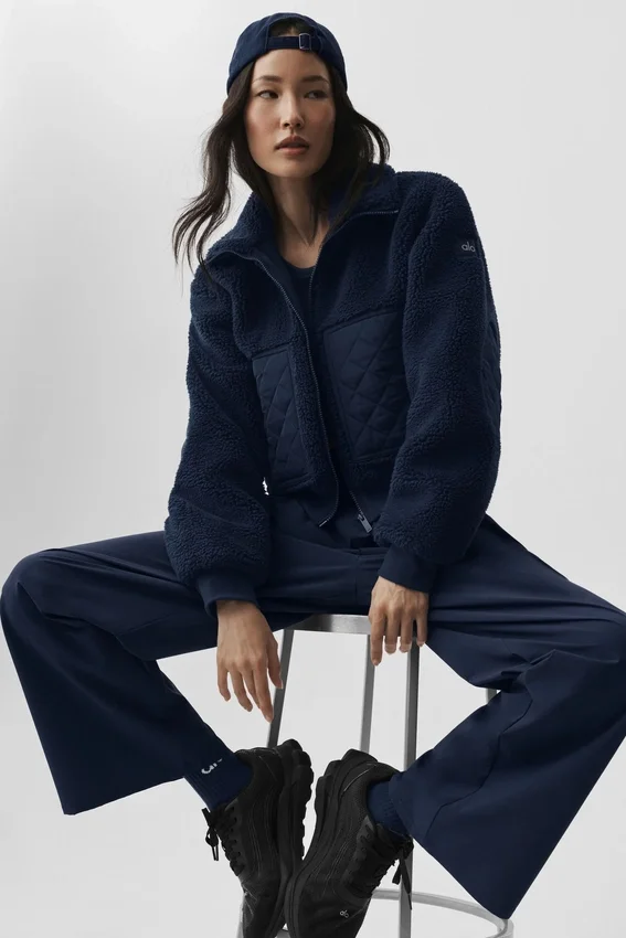 Blouson aviateur Sherpa Edge - Bleu marine
