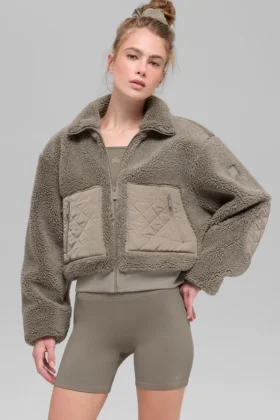 Blouson aviateur Sherpa Edge - Cacao clair