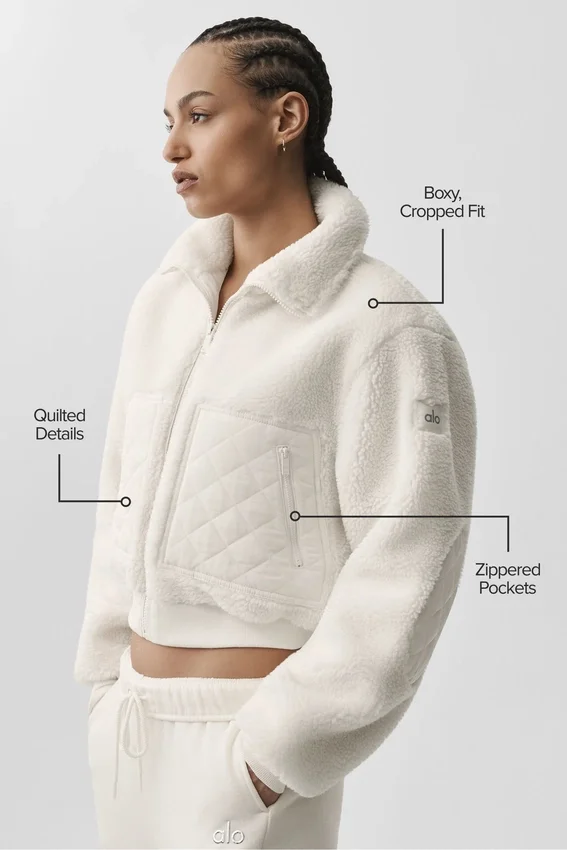 Blouson aviateur Sherpa Edge - Ivoire