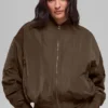 Blouson aviateur Urbanite en fausse fourrure - Espresso/Ivoire