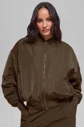Blouson aviateur Urbanite en fausse fourrure - Espresso/Ivoire