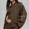 Blouson aviateur Urbanite en fausse fourrure - Espresso/Ivoire