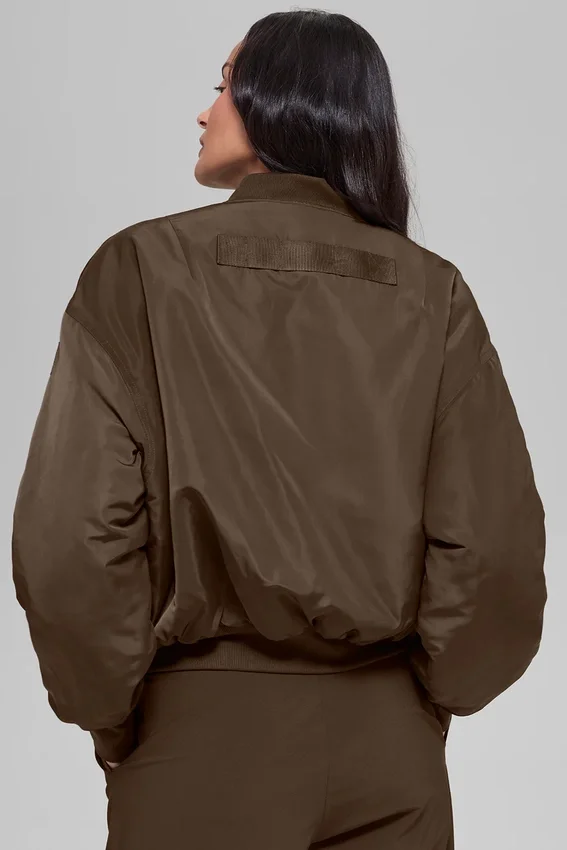 Blouson aviateur Urbanite en fausse fourrure - Espresso/Ivoire