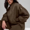Blouson aviateur Urbanite en fausse fourrure - Espresso/Ivoire