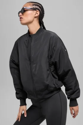 Blouson aviateur Urbanite en fausse fourrure - Noir/Ivoire