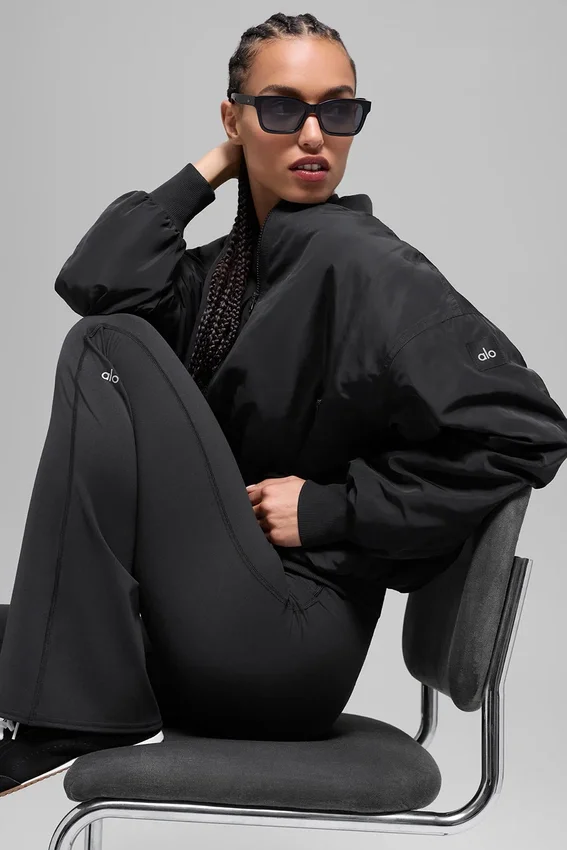 Blouson aviateur Urbanite en fausse fourrure - Noir/Ivoire