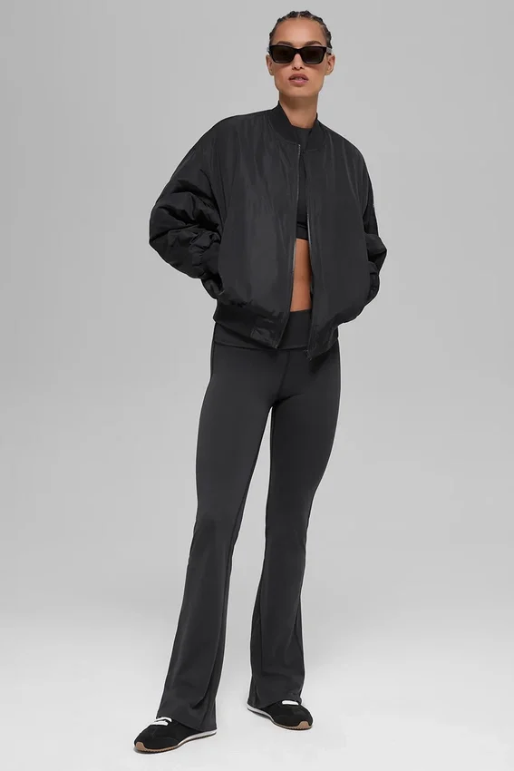 Blouson aviateur Urbanite en fausse fourrure - Noir/Ivoire