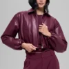 Bomber court « Premier » en simili cuir - Bordeaux