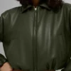 Bomber court Premier en simili cuir - Vert olive