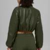 Bomber court Premier en simili cuir - Vert olive