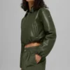 Bomber court Premier en simili cuir - Vert olive