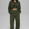 Bomber court Premier en simili cuir - Vert olive