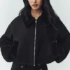 Bomber Nightfall en mélange de laine - Noir