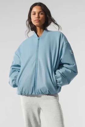 Bomber Premier en simili cuir - Bleu céleste