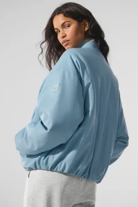 Bomber Premier en simili cuir – Bleu céleste