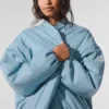 Bomber Premier en simili cuir - Bleu céleste