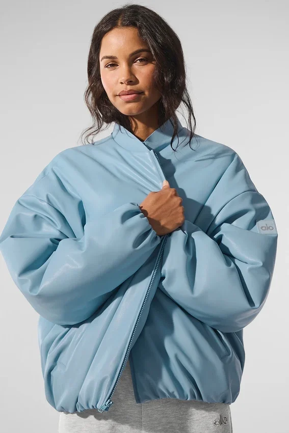 Bomber Premier en simili cuir - Bleu céleste