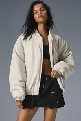 Bomber Premier en simili cuir - Bone