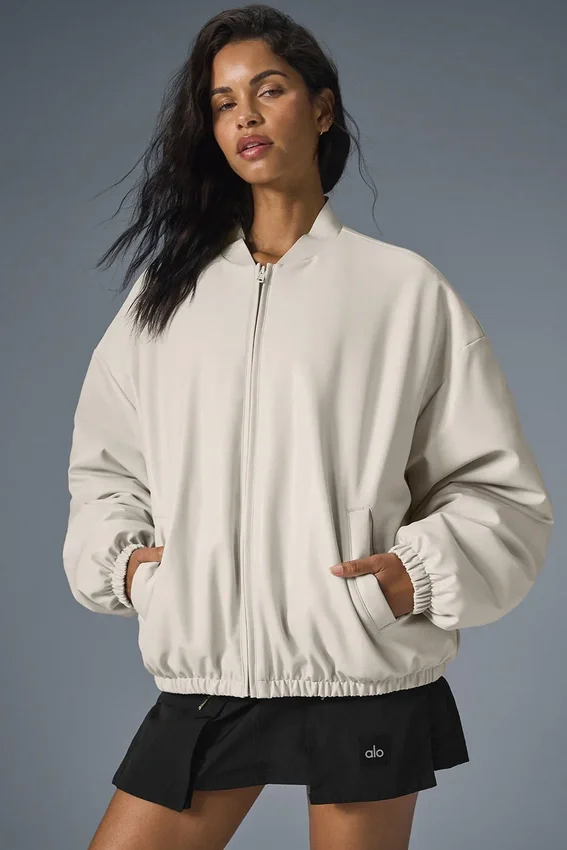 Bomber Premier en simili cuir - Bone