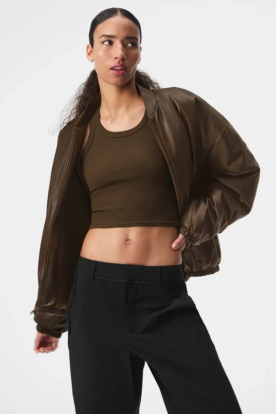 Bomber Premier en simili cuir - Espresso