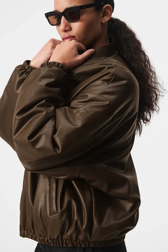 Bomber Premier en simili cuir - Espresso