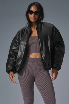 Bomber Premier en simili cuir - Noir