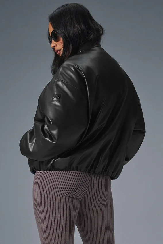 Bomber Premier en simili cuir - Noir