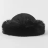 Bonnet en cachemire et fausse fourrure Courchevel - Noir