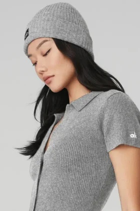 Bonnet en cachemire - Gris tourterelle chiné