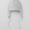 Bonnet à oreillettes « Winter Bliss » en maille torsadée - Gris chiné athlétique