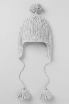Bonnet à oreillettes « Winter Bliss » en maille torsadée - Gris chiné athlétique