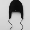 Bonnet à oreillettes Winter Bliss en maille torsadée - Noir