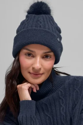 Bonnet « Winter Bliss » en maille torsadée - Bleu marine