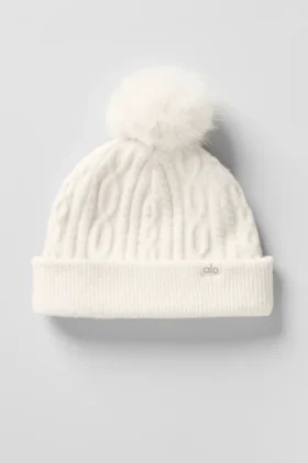 Bonnet Winter Bliss en maille torsadée – Ivoire
