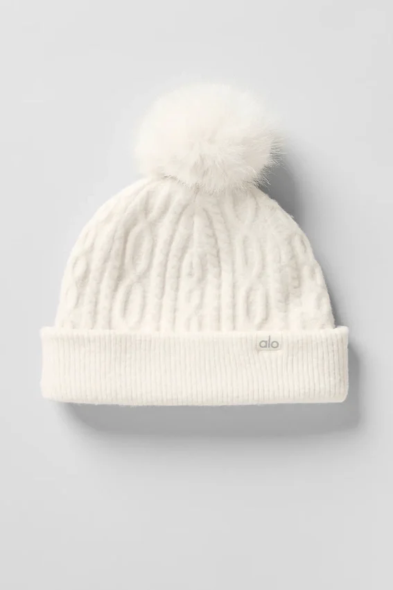 Bonnet Winter Bliss en maille torsadée - Ivoire