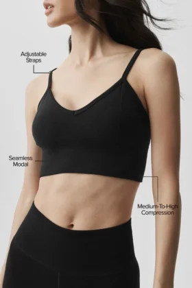 Bralette « Ribbed Delight » en modal sans coutures – Noir