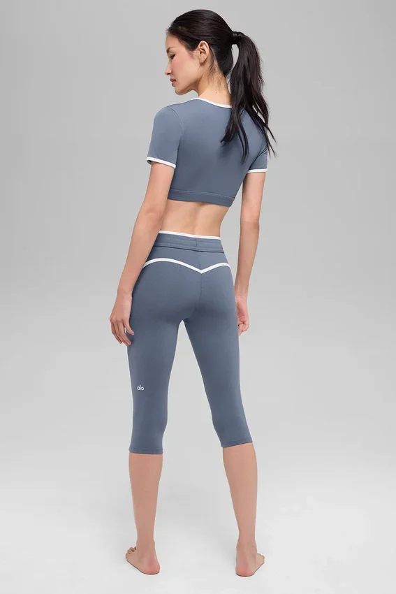 Capri High-Waist Airbrush Race Pace - Bluestone/Blanc