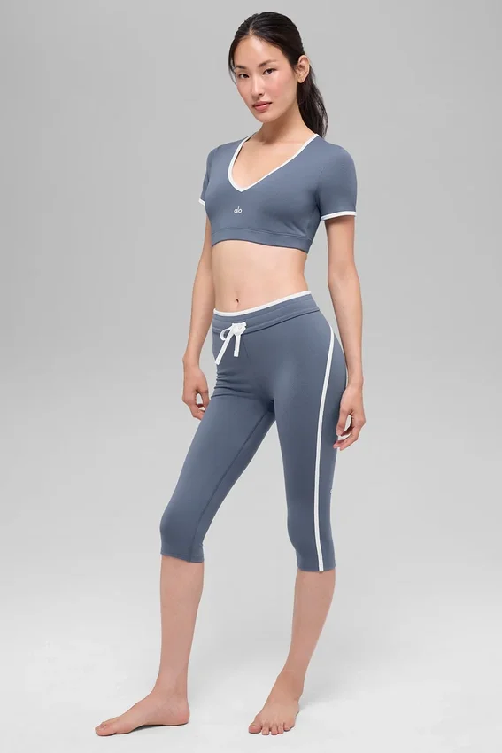 Capri High-Waist Airbrush Race Pace - Bluestone/Blanc