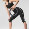 Capri High-Waist Airlift « Super Sleek » à contrastes - Noir/Blanc