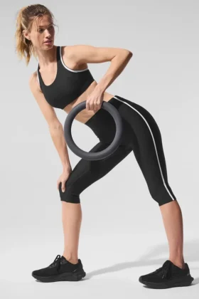 Capri High-Waist Airlift « Super Sleek » à contrastes - Noir/Blanc